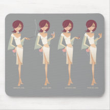 Senhoras bonitas dos desenhos animados mousepads