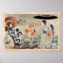 Senhoras japonesas do ukiyo-e do vintage com arte  posters