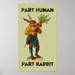 Ser humano da parte, poster do coelho da parte