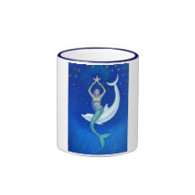 Sereia da lua do golfinho caneca