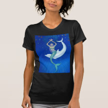Sereia da lua do golfinho tshirt