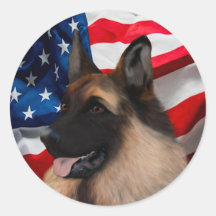 Shepherd Dog with USA flag Ronde Stickers