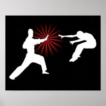 Silhueta da energia das artes marciais pôsteres