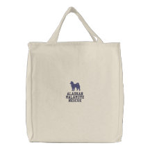 Silhueta do Malamute do Alasca com texto feito sob Bolsas De Lona
