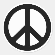 Símbolo de paz Groovy preto clássico Adesivos Em Formato Redondos