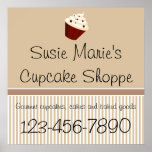 Sinal da loja do cupcake do Mocha ou poster da pro
