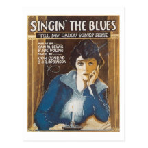 Singin o cobrir do cancioneiro do vintage dos azui cartao postal