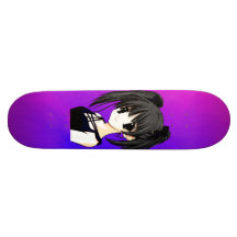 Skate roxo magenta da menina do Anime