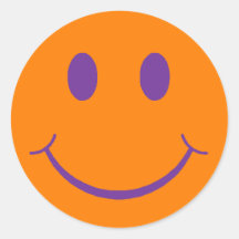 Smiley alaranjado adesivo redondo