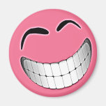 Smiley face grande cor-de-rosa sorrir forçadamente imã