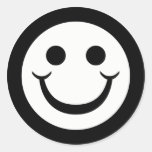 SMILEY FACE PRETO E BRANCO ADESIVO REDONDO