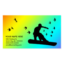 snowboard com pássaros cartao de visita