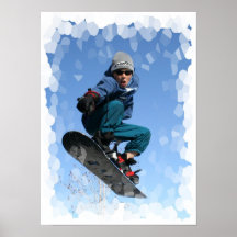 Snowboarder no impressão da neve