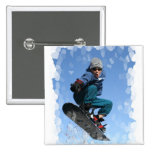 Snowboarder no Pin do quadrado da neve Botons