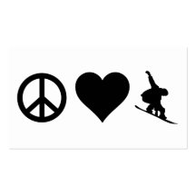 Snowboarding do amor da paz cartoes de visitas