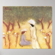 Sob os Hollyhocks por Jozsef Rippl-Ronai Poster