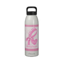Sobrevivente cor-de-rosa do cancro da mama da fita garrafa de água