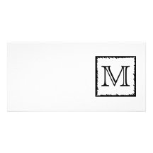 Sua letra. Monograma feito sob encomenda. Preto e  Cartões Com Foto Personalizados