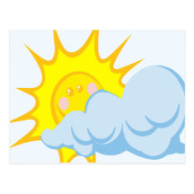 Sun bonito atrás de uma nuvem cartoes postais