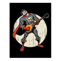 Super-herói da guitarra cartao postal