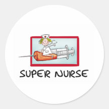 supernurse - enfermeira cómico dos desenhos animad adesivo em formato redondo