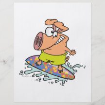 surfista parvo bonito que surfa o porco leitão panfletos personalizado