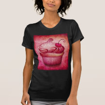 T-shirt cor-de-rosa do cupcake de Paisley