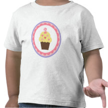 T-shirt do aniversário do cupcake 2 anos velho