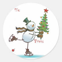 Tag bonitos do presente do Natal do boneco de neve Adesivos