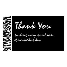 Tag branco preto do favor do casamento da zebra cartões de visita