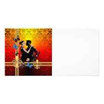 Tango no damasco cartão com fotos personalizado