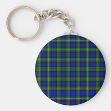 Tartan verde & azul chaveiros