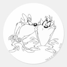 Taz e Ela-Diabo Adesivo Redondo