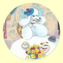 Tea party branco do cupcake da caniche autocolantes