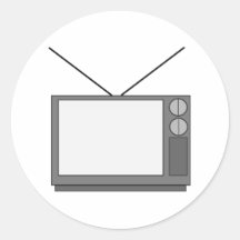 Televisão do vintage adesivo redondo