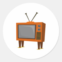 Televisão do vintage adesivo redondo