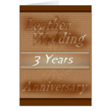 Terceiro couro do ~ do aniversário de casamento cartão