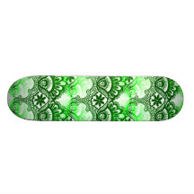 Teste padrão afligido do laço damasco verde elegan skateboard