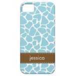 Teste padrão azul à moda do girafa capa de iPhone 5 Case-Mate