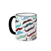 Teste padrão colorido retro do bigode caneca
