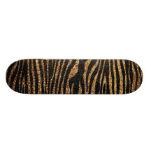 Teste padrão da listra da zebra do ouro (brilho do skate personalizado