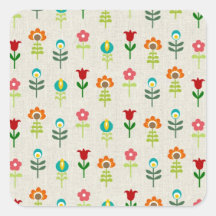 Teste padrão de flor popular retro adesivos