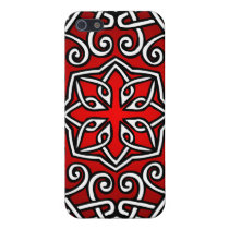 Teste padrão de nó celta no vermelho (close up) iphone cases
