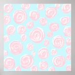 Teste padrão do rosa do rosa Pastel na luz - azul. Pôsteres