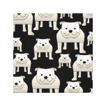 Teste padrão dos cães. Buldogues brancos no preto Impressão De Canvas Envolvidas