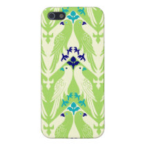 Teste padrão dos pássaros do vintage no verde iphone cases