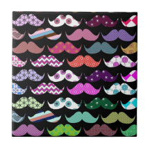 Teste padrão feminino engraçado retro do Moustache Azulejos