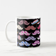 Teste padrão feminino engraçado retro do Moustache Caneca