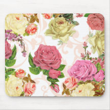 Teste padrão floral do vintage cor-de-rosa dos ros mousepad