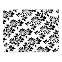 Teste padrão floral preto cartao postal